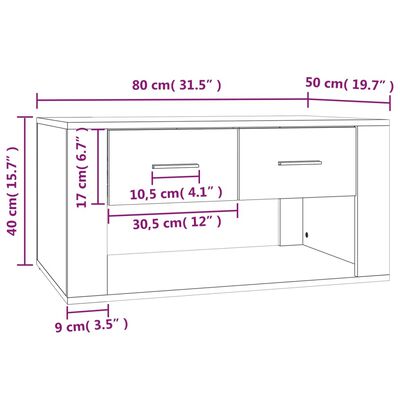 vidaXL Konferenčný stolík hnedý dub 80x50x40 cm spracované drevo