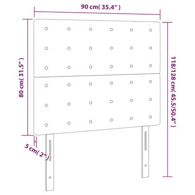 vidaXL Čelo postele s LED čierne 90x5x118/128 cm zamat