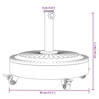 vidaXL Podstavec pod slnečník s kolesami pre Ø38/48 mm tyče 27 kg kruh