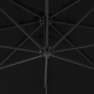 vidaXL Závesný slnečník s oceľovou tyčou 250x250 cm, čierny