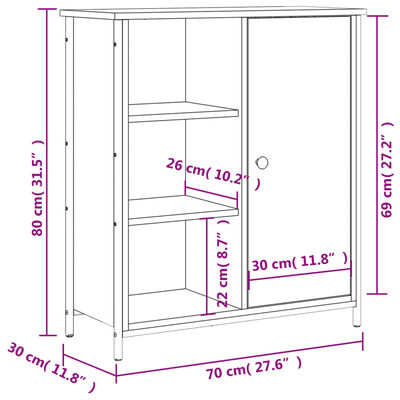 vidaXL Komoda dymový dub 70x30x80 cm kompozitné drevo