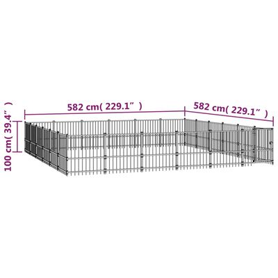 vidaXL Vonkajšia voliéra pre psy oceľová 33,87 m²