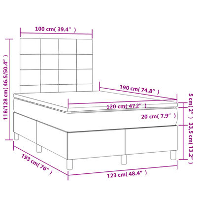 vidaXL Boxspring posteľ s matracom krémová 120x190 cm látka