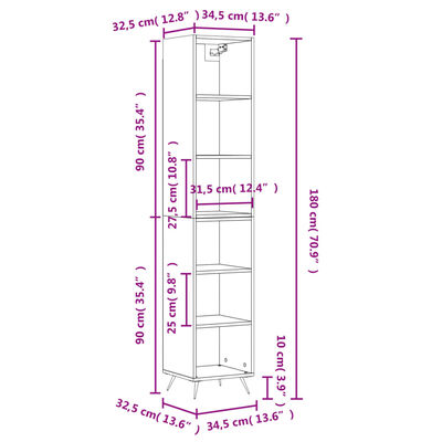 vidaXL Vysoká skrinka sivá sonoma 69,5x32,5x180 cm spracované drevo