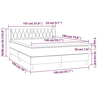 vidaXL Boxspring posteľ s matracom tmavohnedá 140x190 cm látka