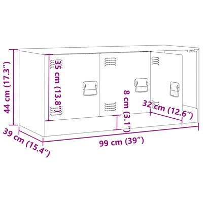 vidaXL TV skrinka biela 99x39x44 cm oceľ