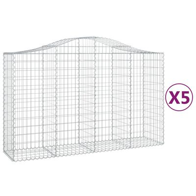 vidaXL Oblúkové gabionové koše 5 ks 200x50x120/140 cm pozink. železo