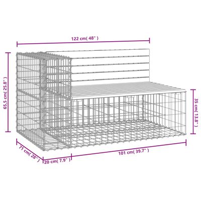 vidaXL Záhradná lavica gabiónový dizajn 122x71x65,5 cm masívny Douglas