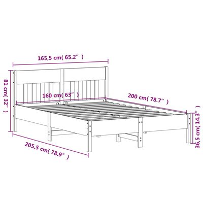 vidaXL Posteľ bez matraca voskovo hnedá 160x200 cm masívna borovica