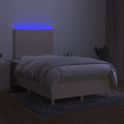 vidaXL Boxspring posteľ s matracom a LED krémová 120x190 cm látka