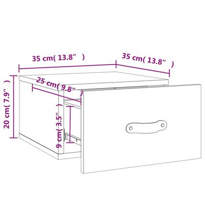 vidaXL Nástenné nočné stolíky 2 ks biele 35x35x20 cm