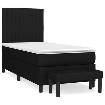 vidaXL Posteľný rám boxspring s matracom čierny 90x190 cm látka