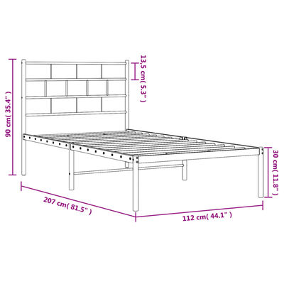 vidaXL Kovový rám postele s čelom čierny 107x203 cm