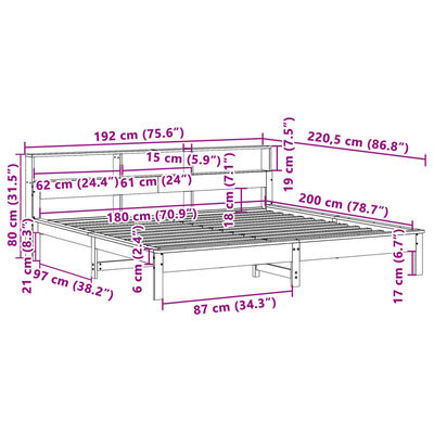 vidaXL Posteľ bez matraca biela 180x200 cm masívna borovica