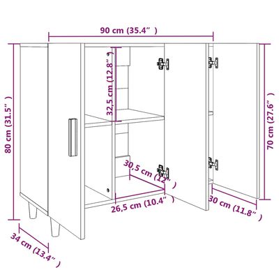 vidaXL Komoda betónová sivá 90x34x80 cm kompozitné drevo