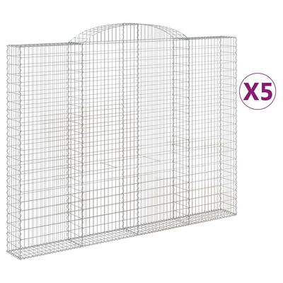 vidaXL Oblúkový gabionový kôš 5 ks 300x30x220/240cm pozinkované železo