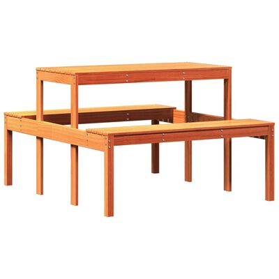 vidaXL Piknikový stôl voskový hnedý 110x134x75 cm borovicový masív