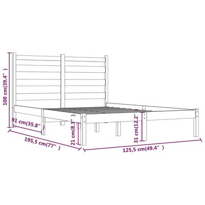 vidaXL Posteľný rám čierny borovicový masív 120x190 cm malé dvojlôžko