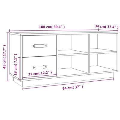 vidaXL Lavica na topánky biela 100x34x45 cm masívna borovica