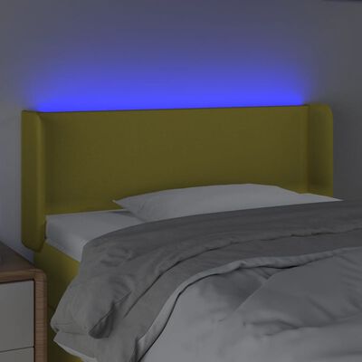 vidaXL Čelo postele s LED zelené 93x16x78/88 cm látka