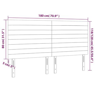 vidaXL Čelo postele s LED tmavomodré 180x5x118/128 cm zamat