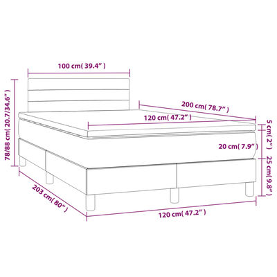 vidaXL Boxspring posteľ s matracom tmavohnedá 120x200 cm látka