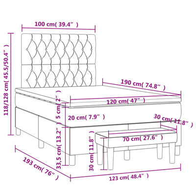 vidaXL Boxspring posteľ s matracom krémová 120x190 cm látka