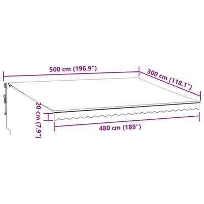 vidaXL Automaticky zaťahovacia markíza LED antracit a biela 500x300 cm