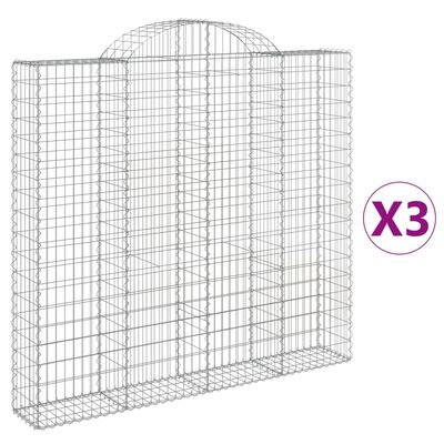 vidaXL Oblúkové gabiónové koše 3ks 200x30x180/200cm pozinkované železo