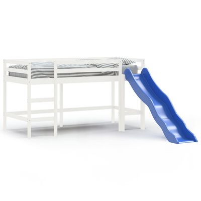 vidaXL Detská vyvýšená posteľ šmýkačka biela 90x200cm masívna borovica