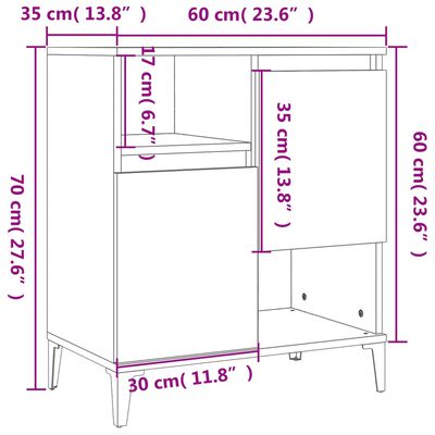 vidaXL Komoda dymový dub 60x35x70 cm spracované drevo