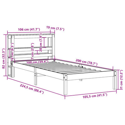 vidaXL Posteľ bez matraca 100x200 cm masívna borovica