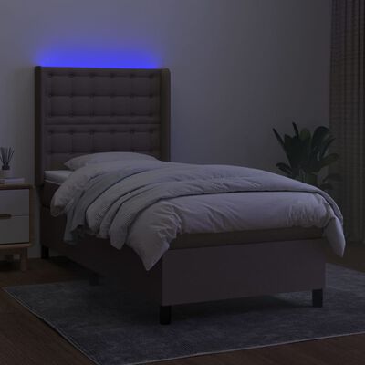 vidaXL Posteľ boxsping s matracom a LED sivohnedá 100x200 cm látka