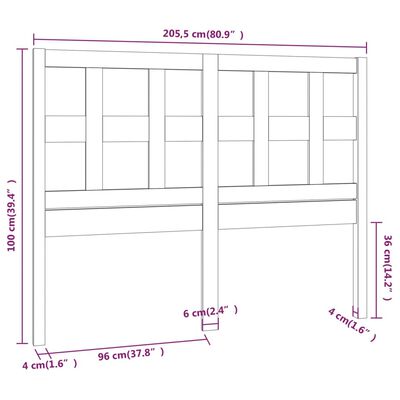 vidaXL Čelo postele 205,5x4x100 cm masívna borovica