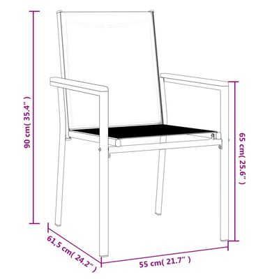 vidaXL Záhradné stoličky 4 ks čierne 55x61,5x90 cm textilén a oceľ