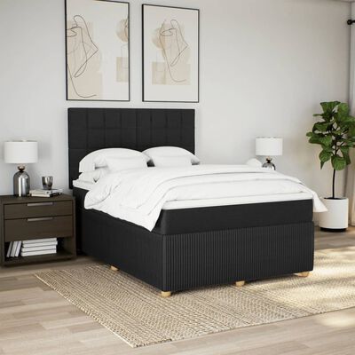 vidaXL Posteľný rám boxspring s matracom čierny 140x200 cm látka