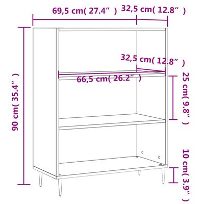 vidaXL Knižnica biela 69,5x32,5x90 cm kompozitné drevo