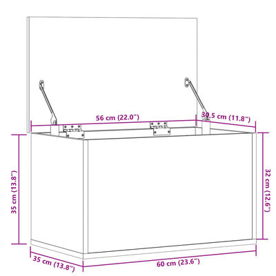 vidaXL Úložný box dymový dub 60x35x35 cm kompozitné drevo