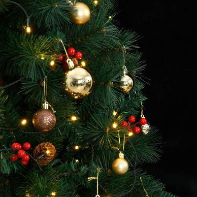vidaXL Umelý výklopný vianočný stromček 300 LED a sada gúľ 210 cm