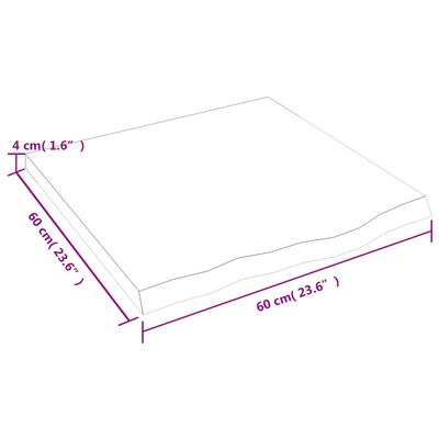 vidaXL Stolová doska 60x60x(2-4) cm neošetrený dubový masív