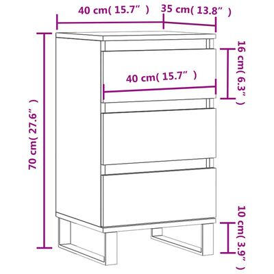 vidaXL Komoda dymový dub 40x35x70 cm kompozitné drevo