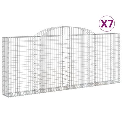 vidaXL Oblúkové gabionové koše 7 ks 300x30x120/140 cm pozink. železo