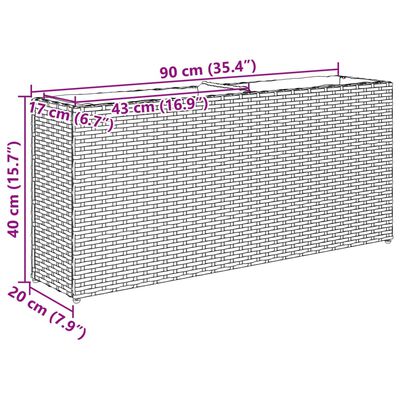 vidaXL Záhradné kvetináče 2 nádoby 2 ks hnedé 90x20x40 cm polyratan