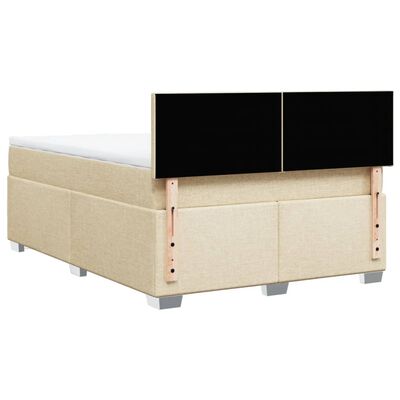 vidaXL Posteľný rám boxspring s matracom krémový 160x200 cm látka