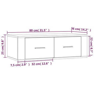 vidaXL Závesná TV skrinka betónová 80x36x25 cm spracované drevo