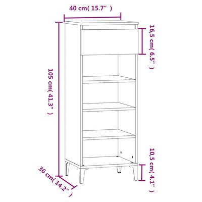 vidaXL Regál na topánky dub sonoma 40x36x105 cm spracované drevo