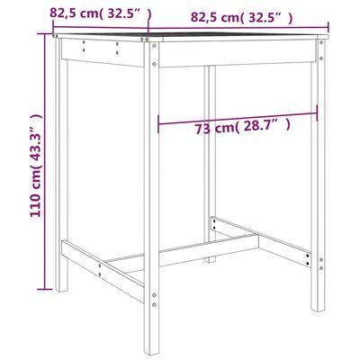 vidaXL Záhradný stolík 82,5x82,5x110 cm masívny Douglas