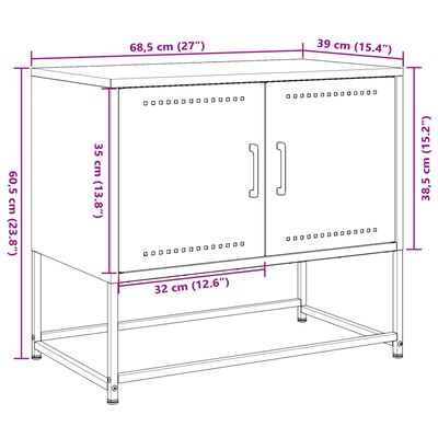 vidaXL TV skrinka ružová 68,5x39x60,5 cm oceľ