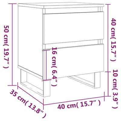 vidaXL Nočné stolíky 2 ks lesklé biele 40x35x50 cm kompozitné drevo