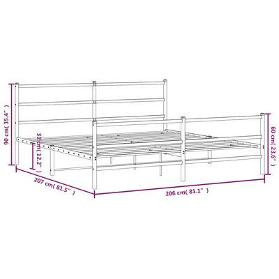 vidaXL Kovový rám postele so zadným a predným čelom čierny 200x200 cm